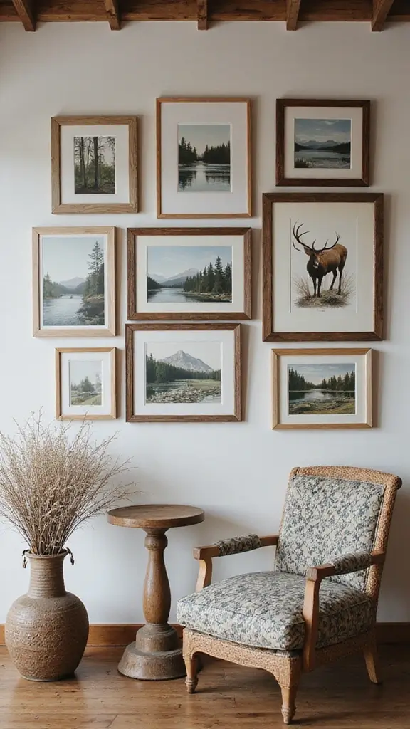 47 Rustic Lake House Decor Ideas That Feel Relaxing - 7. Nature-Inspired Wall Art