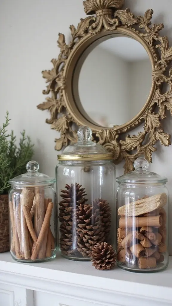 47 Winter Decor Ideas for the Home That Feel Magical - 11. Decorative Jars