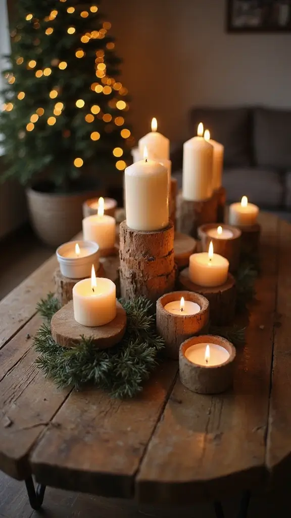 47 Winter Decor Ideas for the Home That Feel Magical - 19. Rustic Candle Holders