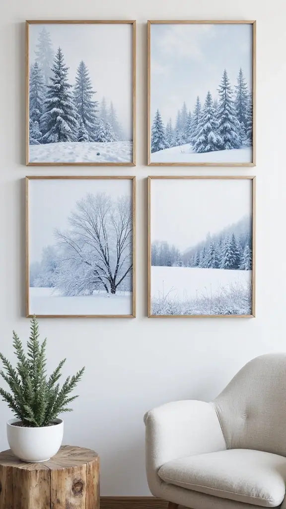 47 Winter Decor Ideas for the Home That Feel Magical - 3. Winter-themed Wall Art