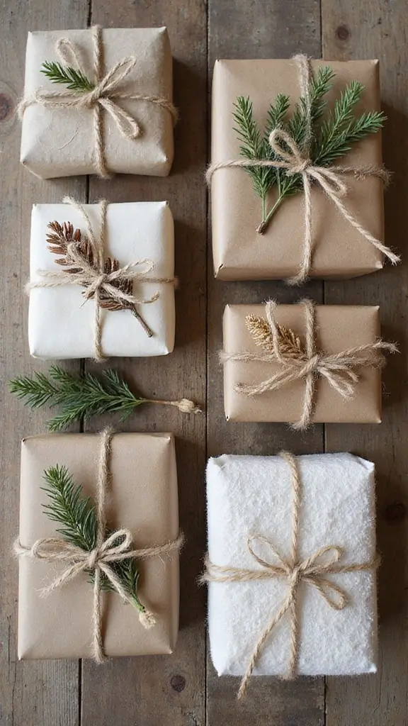 47 Winter Decor Ideas for the Home That Feel Magical - 30. Creative Winter Gift Wrapping
