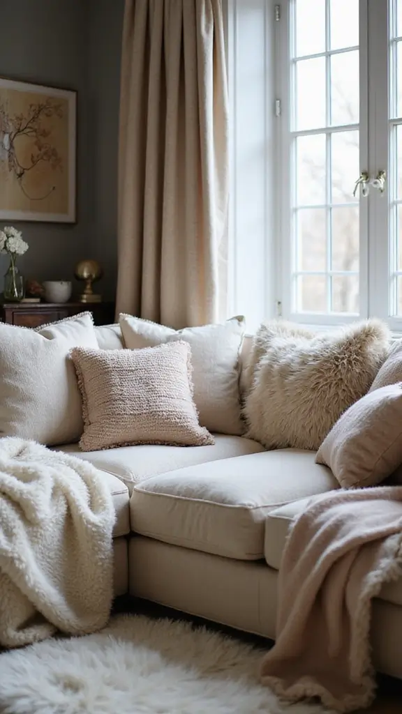 47 Winter Decor Ideas for the Home That Feel Magical - 36. Soft Faux Fur Accents