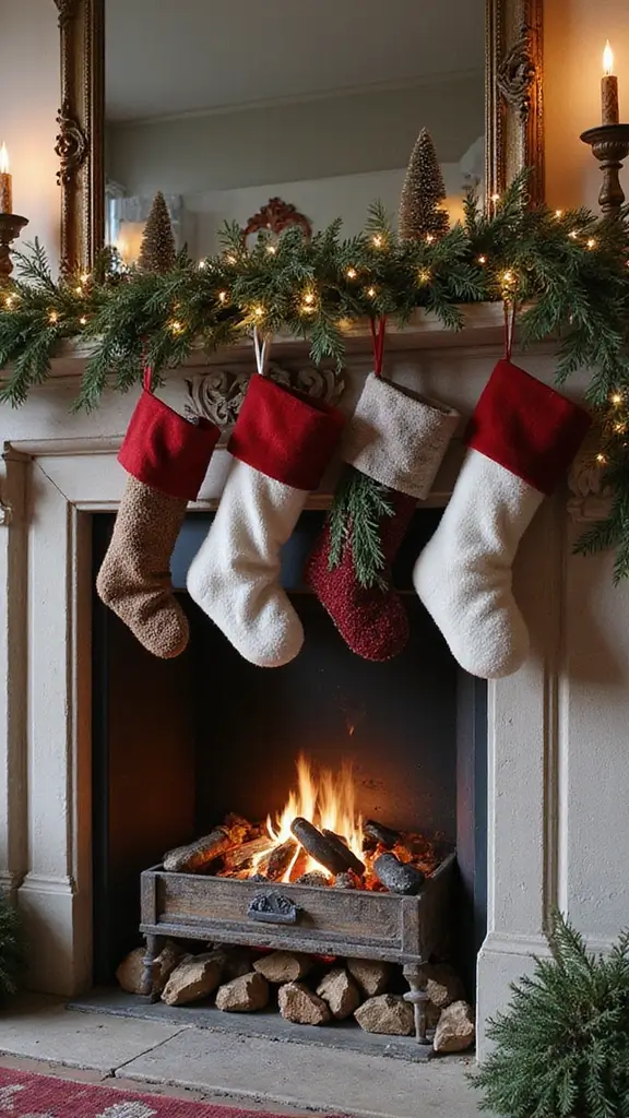 47 Winter Decor Ideas for the Home That Feel Magical - 9. Stylish Stockings