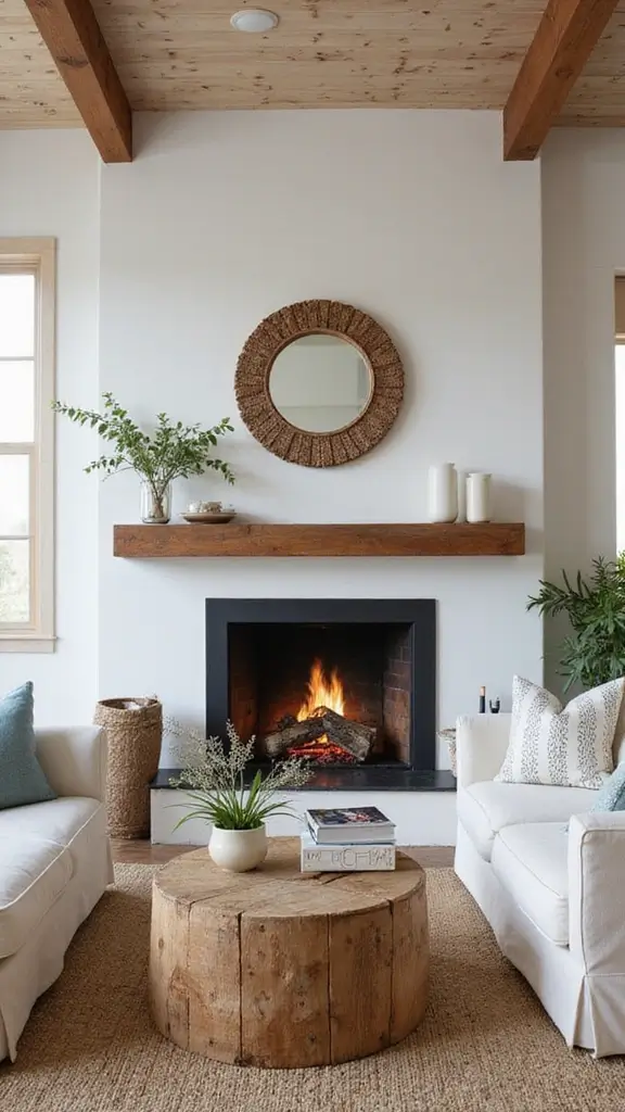 48 Beach House Interior Design Ideas That Feel Like Vacation - 23. Cozy Fireplace Areas
