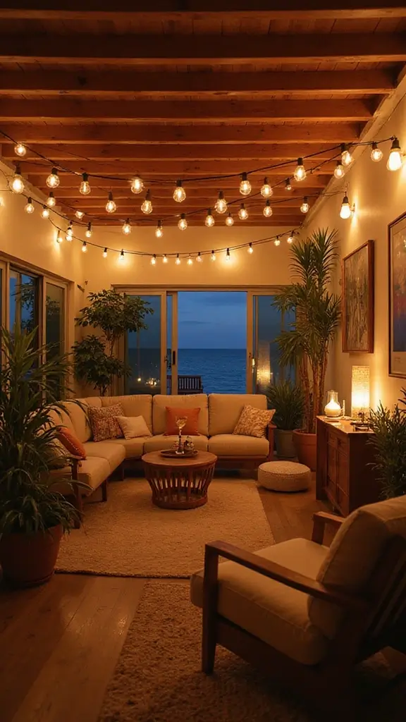 48 Beach House Interior Design Ideas That Feel Like Vacation - 32. Ambient Lighting