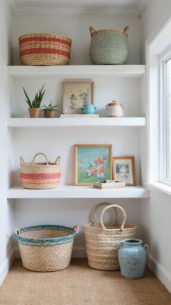48 Beach House Interior Design Ideas That Feel Like Vacation - 44. Decorative Storage Solutions