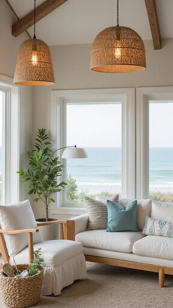 48 Beach House Interior Design Ideas That Feel Like Vacation - 8. Unique Light Fixtures