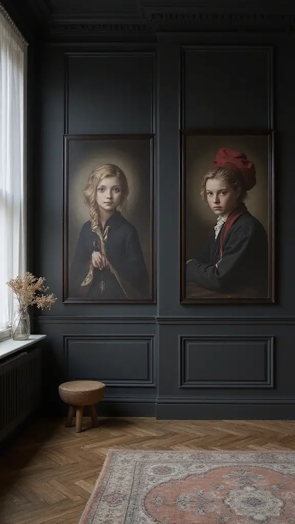 48 Dark House Interior Design Ideas That Look Chic - 13. Dark Toned Artwork