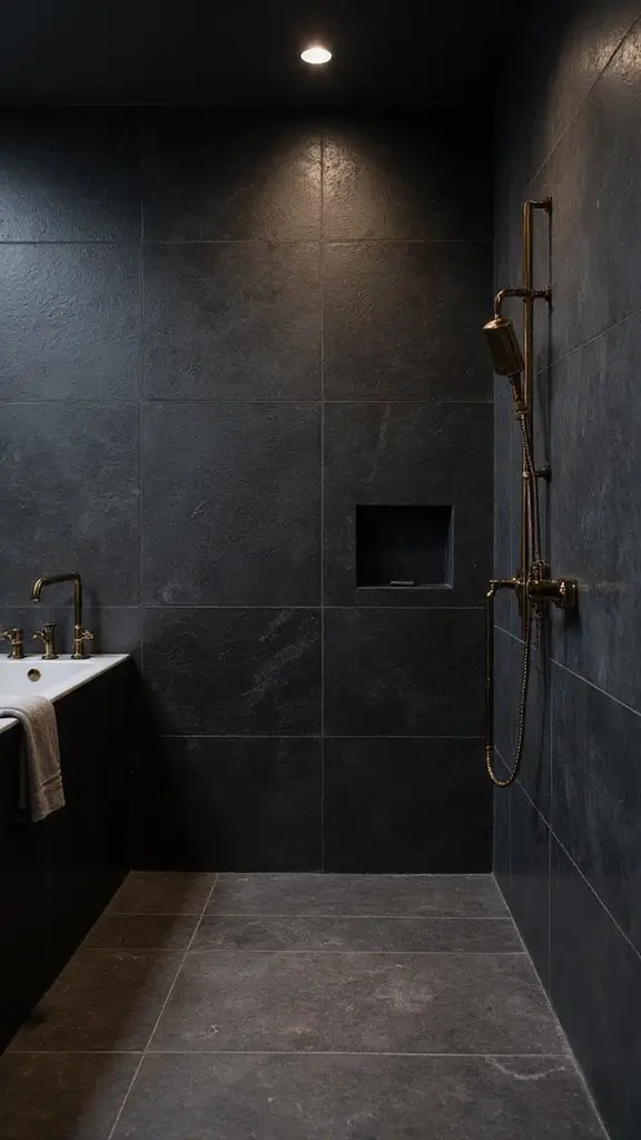 48 Dark House Interior Design Ideas That Look Chic - 16. Elegant Dark Bathrooms