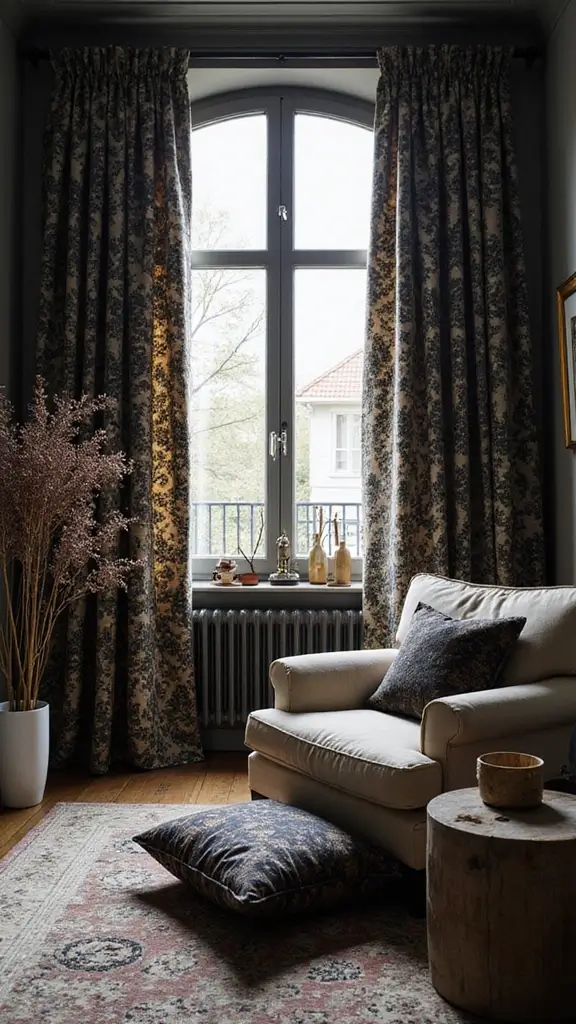 48 Dark House Interior Design Ideas That Look Chic - 17. Dark-Patterned Textiles