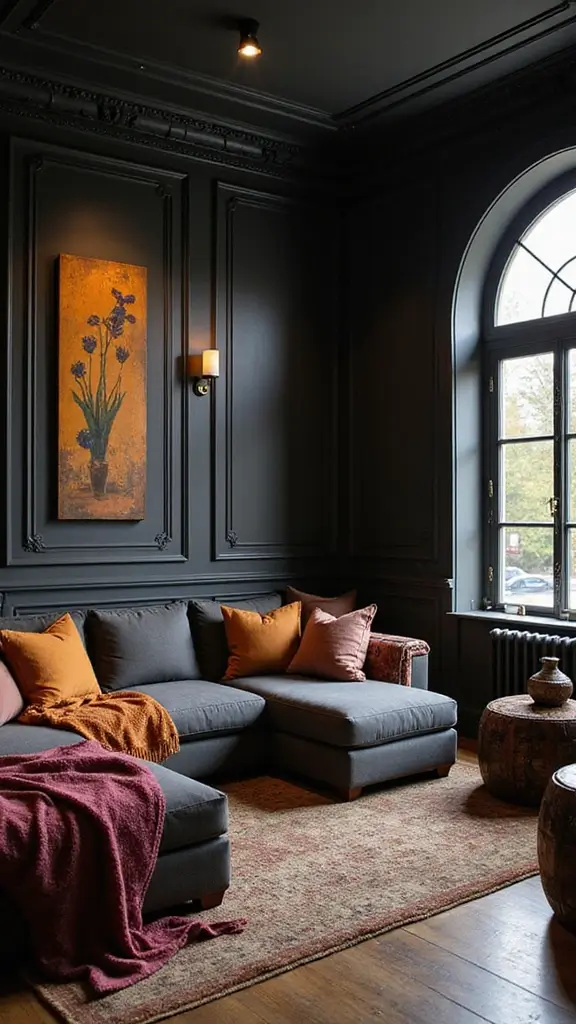 48 Dark House Interior Design Ideas That Look Chic - 22. Dark Fabrics for Upholstery