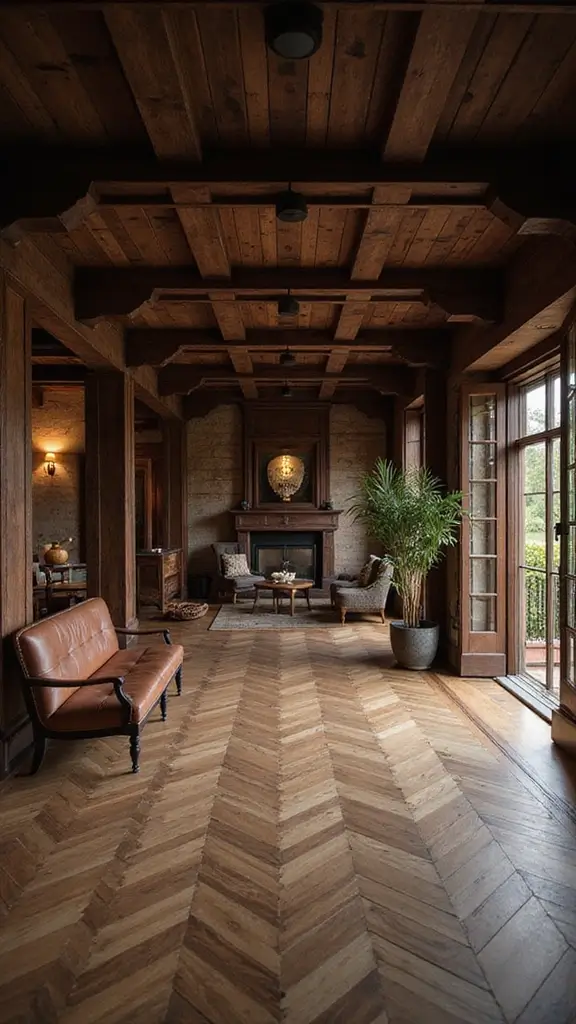 48 Dark House Interior Design Ideas That Look Chic - 28. Dark Wood Beams