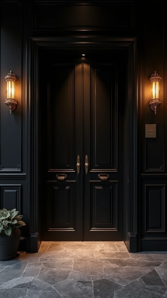 48 Dark House Interior Design Ideas That Look Chic - 29. Chic Dark Entrance