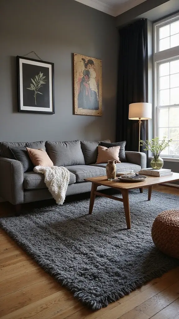 48 Dark House Interior Design Ideas That Look Chic - 30. Dark Textured Rugs