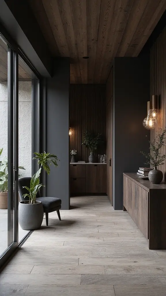 48 Dark House Interior Design Ideas That Look Chic - 33. Dark Sliding Doors