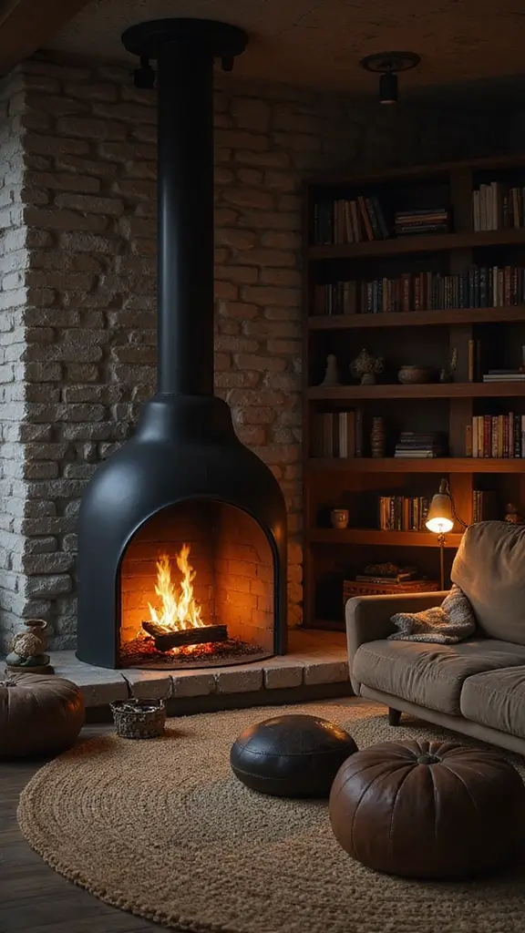 48 Dark House Interior Design Ideas That Look Chic - 34. Cozy Dark Fireplaces