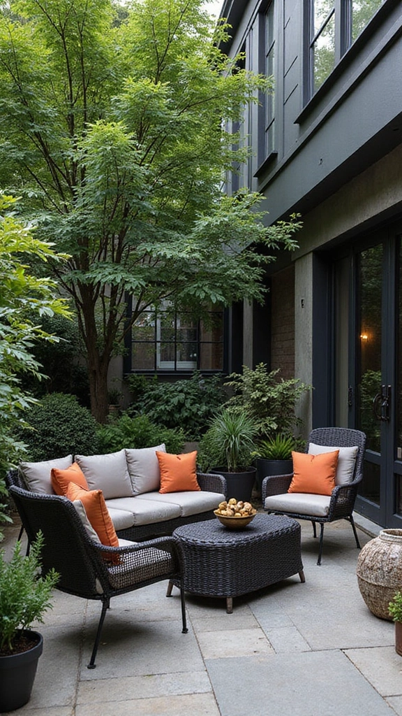 48 Dark House Interior Design Ideas That Look Chic - 46. Dark Outdoor Furniture