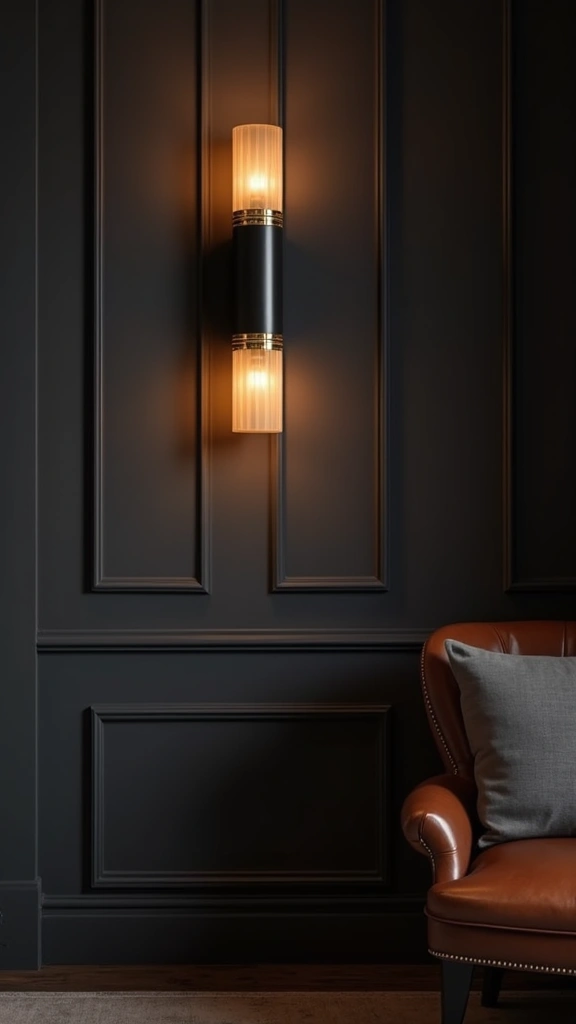 48 Dark House Interior Design Ideas That Look Chic - 47. Dark Wall Sconces