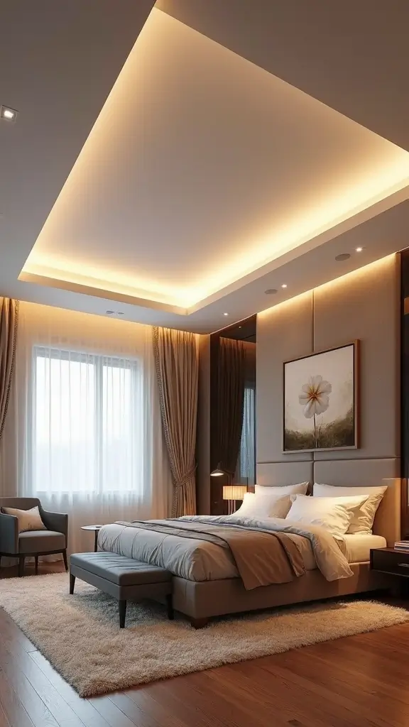 48 Eco-Friendly Pop False Ceiling Designs for Bedroom Spaces That Impress - 14. Eco-Friendly LED Strip Lighting