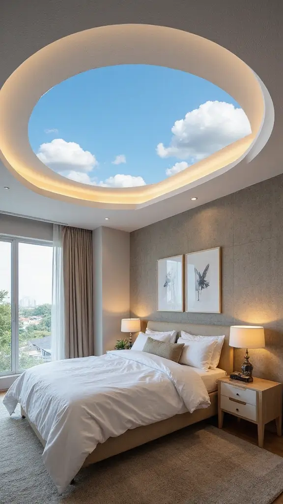48 Eco-Friendly Pop False Ceiling Designs for Bedroom Spaces That Impress - 19. Ceiling with a View