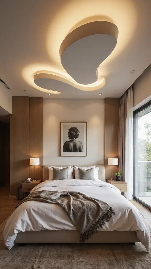 48 Eco-Friendly Pop False Ceiling Designs for Bedroom Spaces That Impress - 20. Artistic Lighting Fixtures