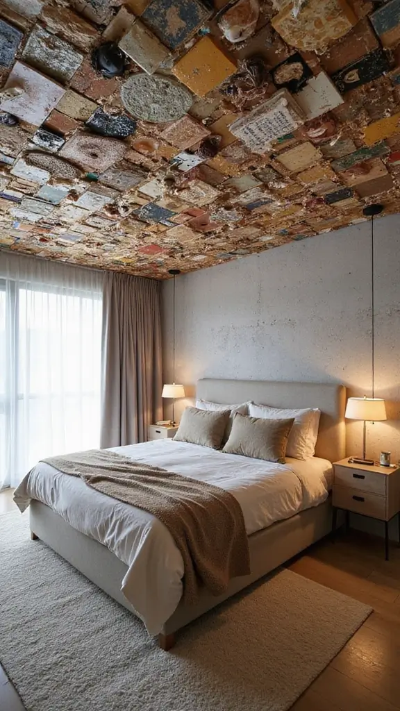 48 Eco-Friendly Pop False Ceiling Designs for Bedroom Spaces That Impress - 28. Repurposed Elements