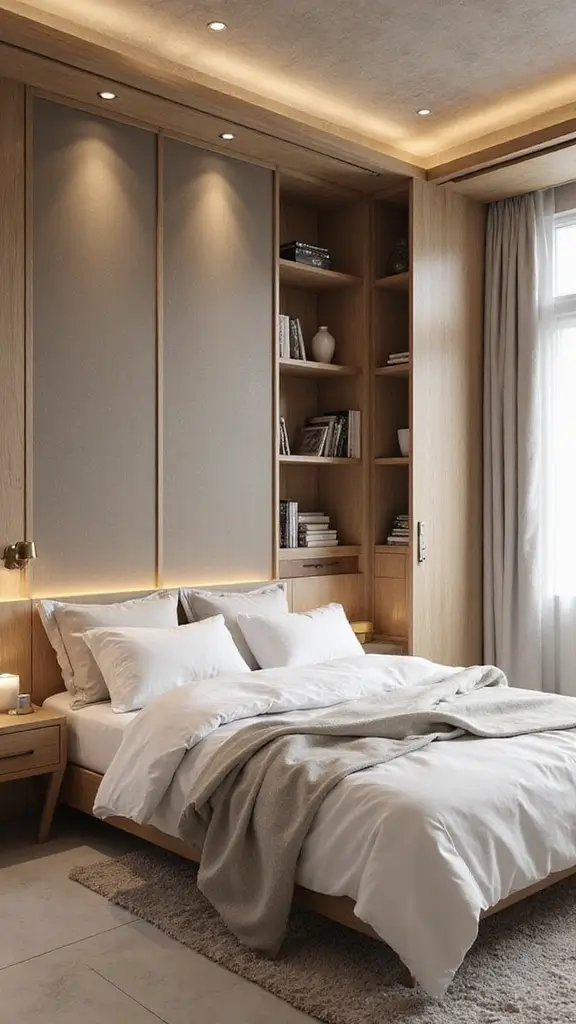 48 Eco-Friendly Pop False Ceiling Designs for Bedroom Spaces That Impress - 29. Ceiling Utilization with Storage
