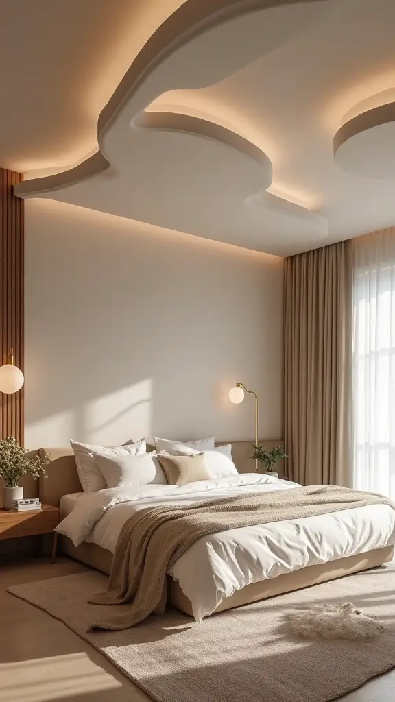 48 Eco-Friendly Pop False Ceiling Designs for Bedroom Spaces That Impress - 33. Curved Pop False Ceilings