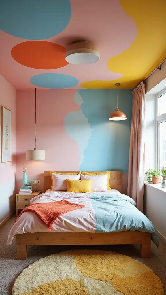 48 Eco-Friendly Pop False Ceiling Designs for Bedroom Spaces That Impress - 44. Playful Color Schemes
