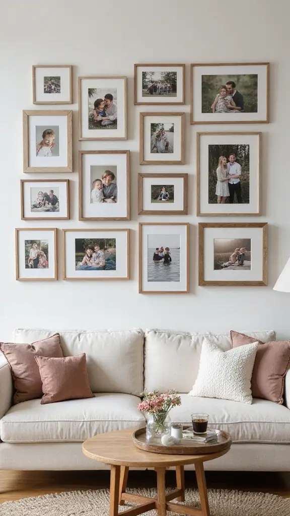 48 Gallery Wall Living Room Ideas That Tell Your Story - 1. Family Memories Collage
