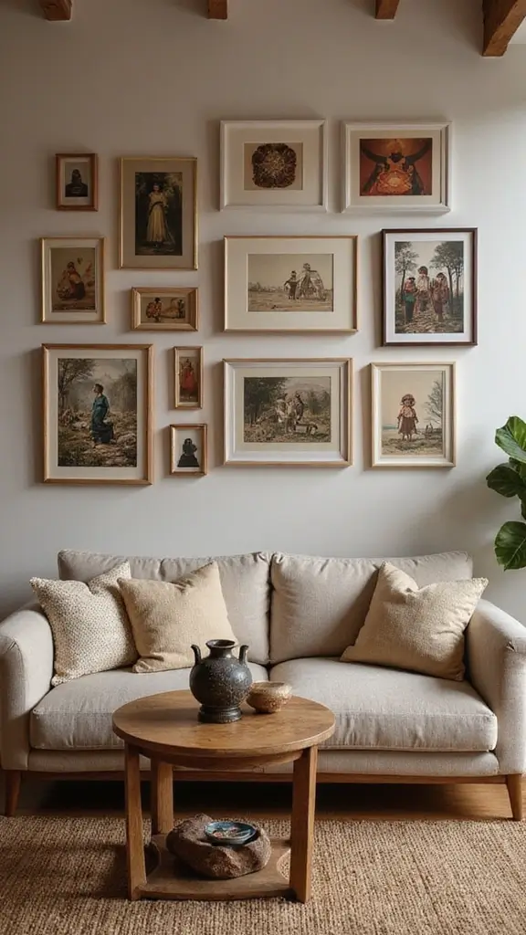 48 Gallery Wall Living Room Ideas That Tell Your Story - 21. Family Heritage Showcase