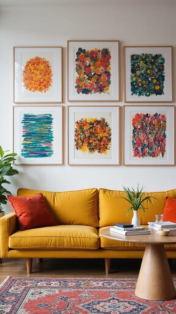 48 Gallery Wall Living Room Ideas That Tell Your Story - 27. Collage of Patterns