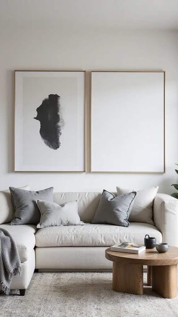 48 Gallery Wall Living Room Ideas That Tell Your Story - 4. Minimalist Design