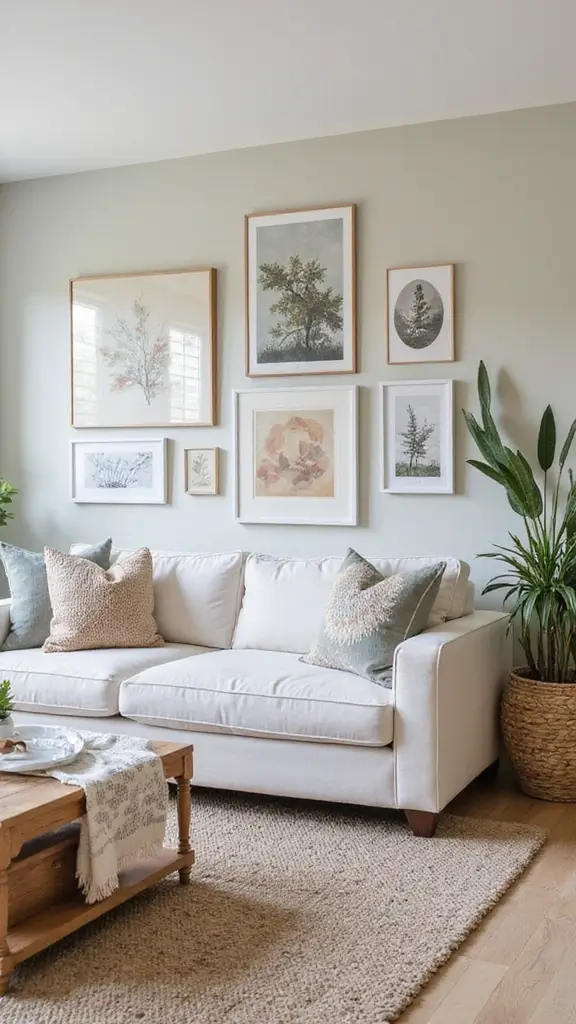 48 Gallery Wall Living Room Ideas That Tell Your Story - 43. Seasonal Themes