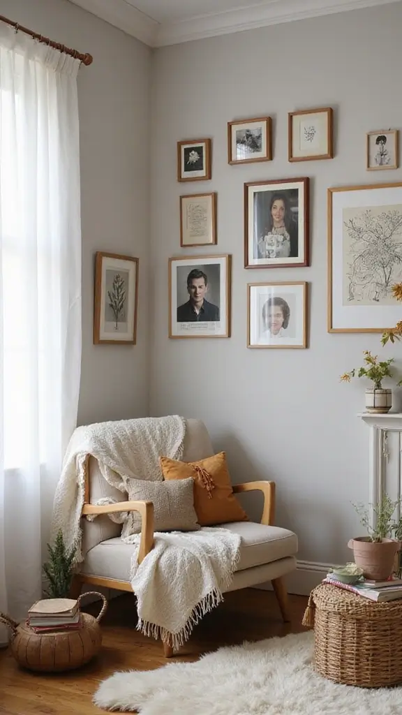 48 Gallery Wall Living Room Ideas That Tell Your Story - 46. Cozy Corners