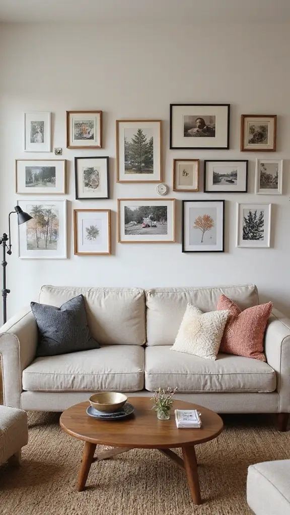 48 Gallery Wall Living Room Ideas That Tell Your Story - 48. Gallery Wall with Personal Meaning