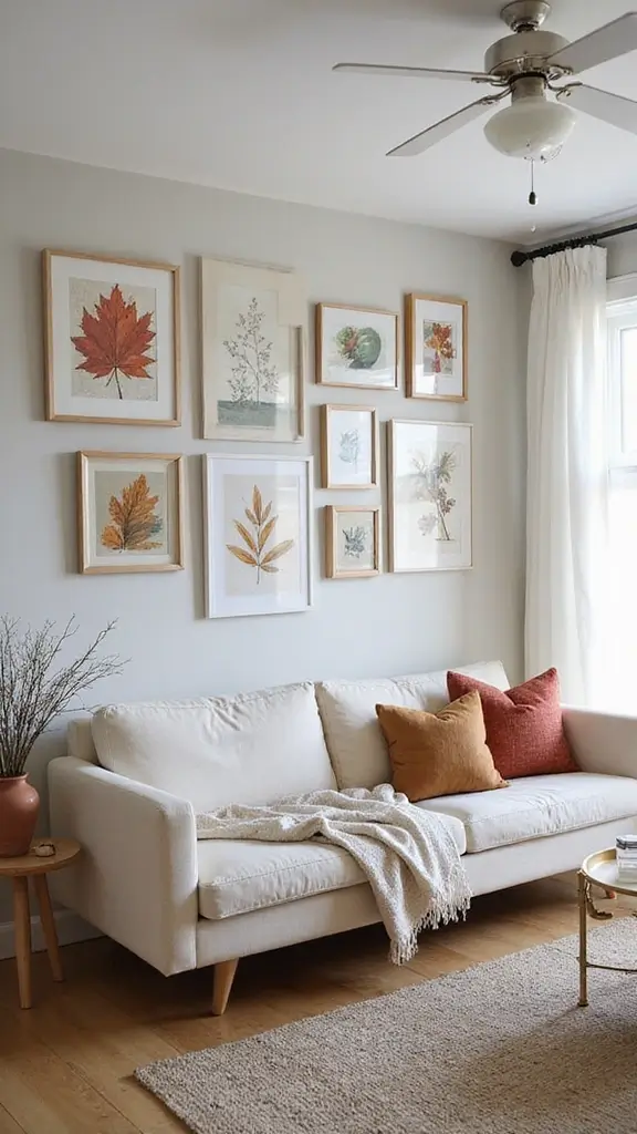 48 Gallery Wall Living Room Ideas That Tell Your Story - 7. Seasonal Gallery Wall