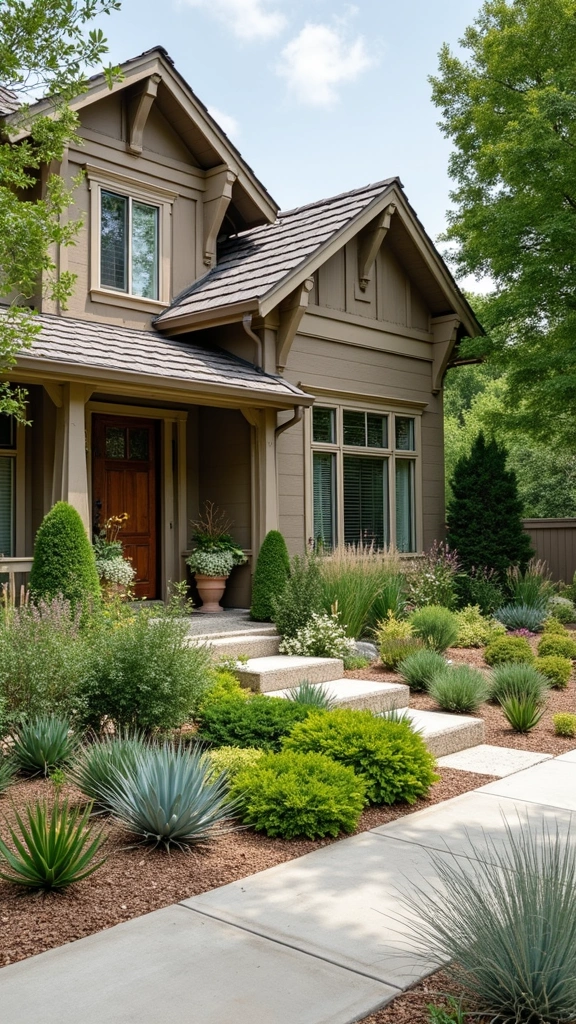 48 Garden Ideas Front of House That Instantly Impress Guests - 10. Drought-Resistant Plants