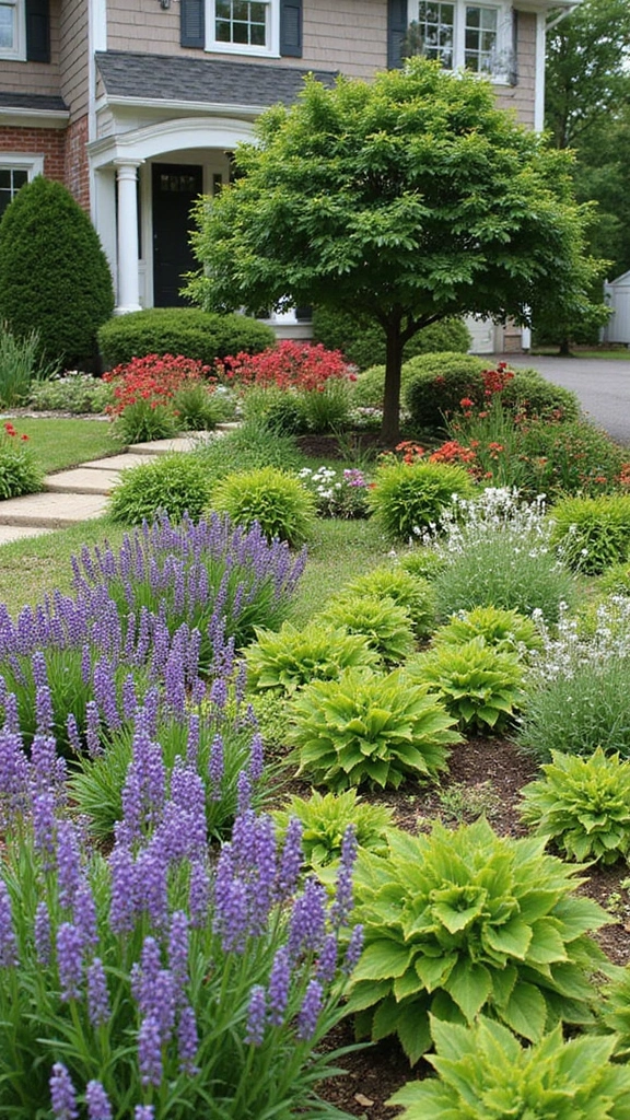 48 Garden Ideas Front of House That Instantly Impress Guests - 18. Layered Planting