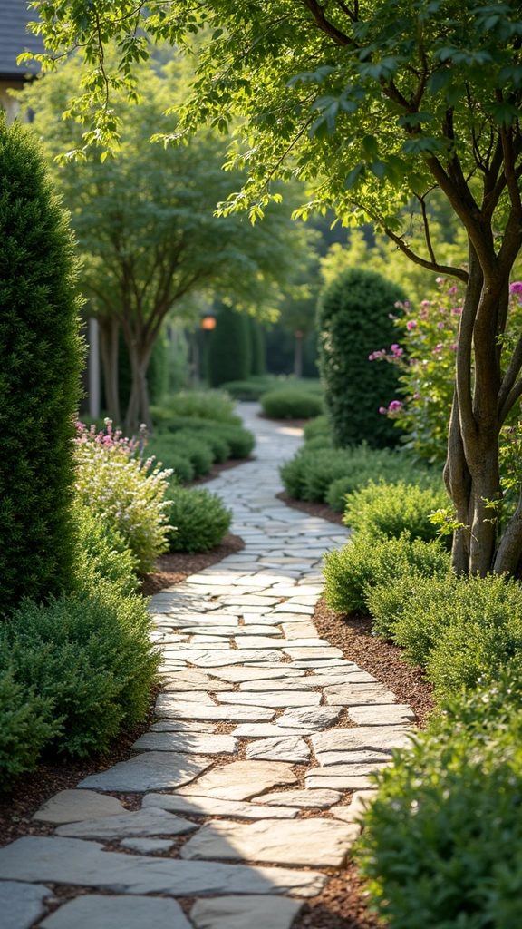 48 Garden Ideas Front of House That Instantly Impress Guests - 2. Natural Stone Pathways