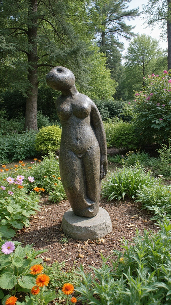 48 Garden Ideas Front of House That Instantly Impress Guests - 21. Incorporate Art