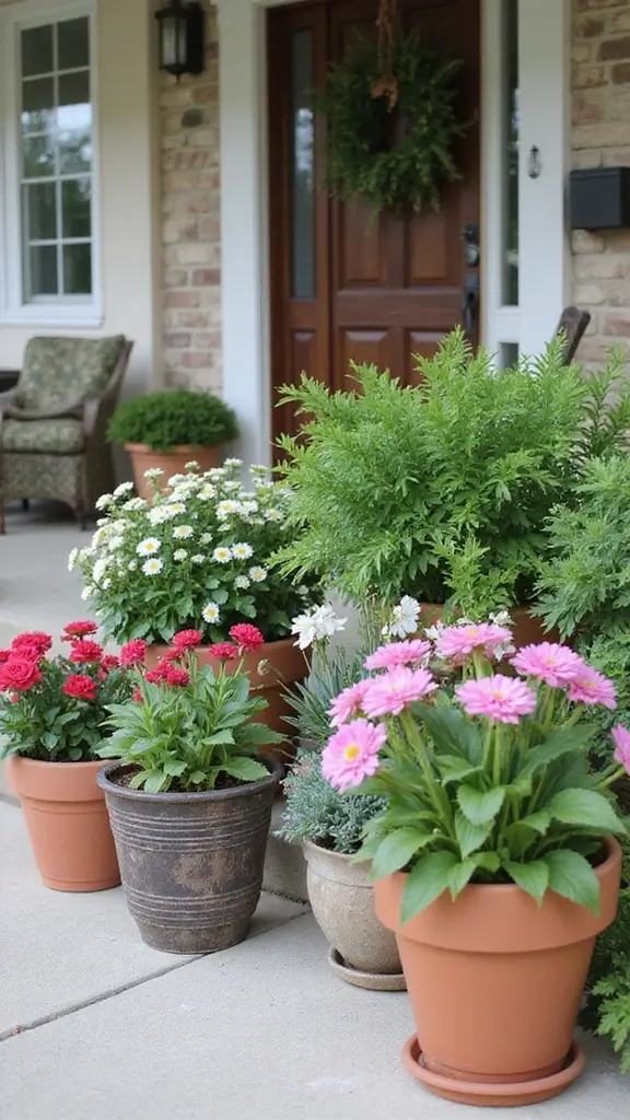 48 Garden Ideas Front of House That Instantly Impress Guests - 3. Potted Plants for Instant Appeal