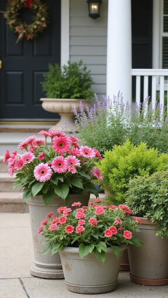 48 Garden Ideas Front of House That Instantly Impress Guests - 38. Seasonal Planter Displays