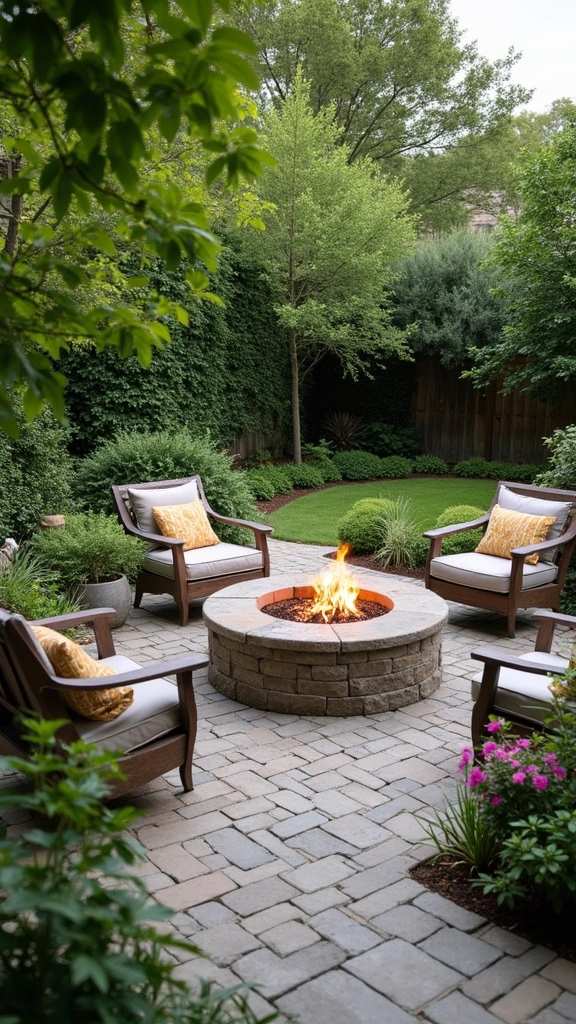 48 Garden Ideas Front of House That Instantly Impress Guests - 47. Create a Cozy Fire Pit Area