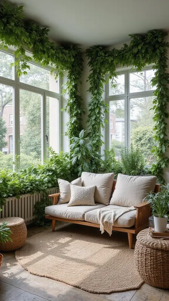 48 Green Walls Living Room Styles That Feel Fresh & Inviting - 23. Lush Plant Borders