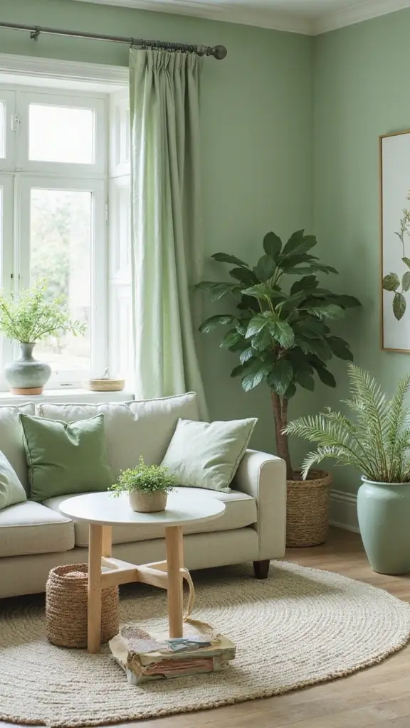 48 Green Walls Living Room Styles That Feel Fresh & Inviting - 26. Soft Green Tones