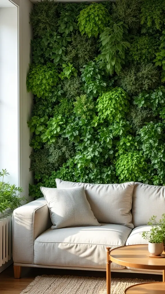 48 Green Walls Living Room Styles That Feel Fresh & Inviting - 29. Indoor Herb Garden Wall
