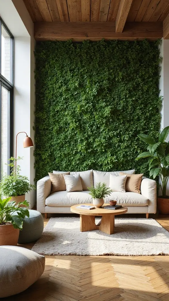 48 Green Walls Living Room Styles That Feel Fresh & Inviting - 33. Biophilic Design Principles
