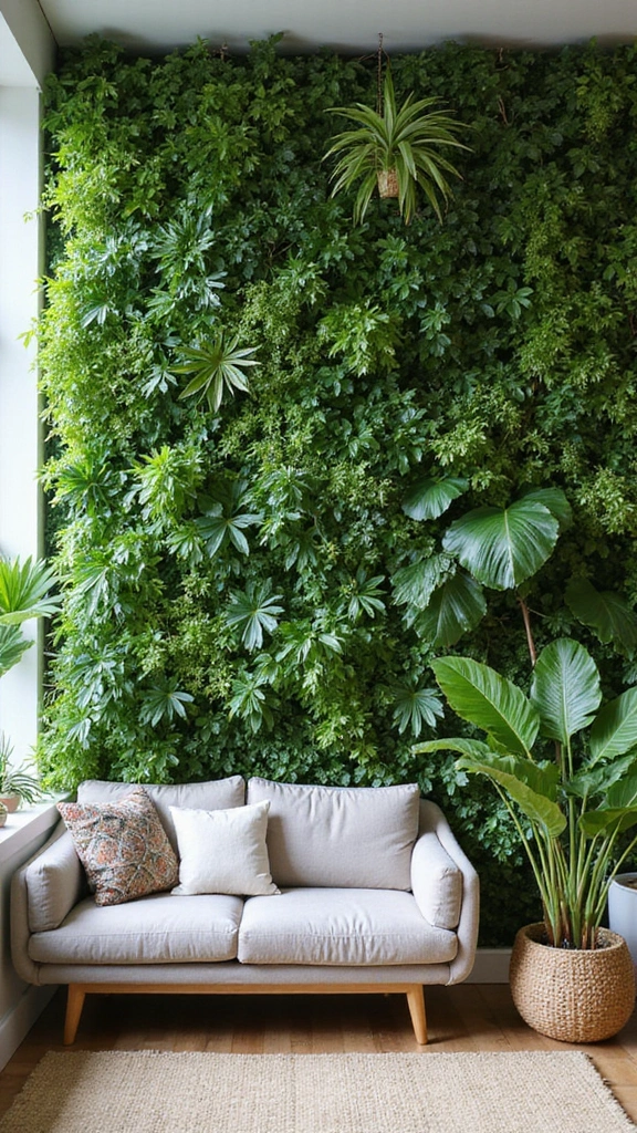 48 Green Walls Living Room Styles That Feel Fresh & Inviting - 35. Indoor Plant Care Solutions