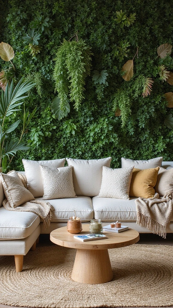 48 Green Walls Living Room Styles That Feel Fresh & Inviting - 36. Natural Decor Accents